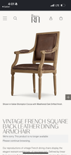 Restoration Hardware (RH) VINTAGE FRENCH SQUARE BACK LEATHER DINING ARMCHAIRS