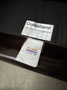Crate & Barrel Streeter Leather Club Chairs (2) & Ottoman
