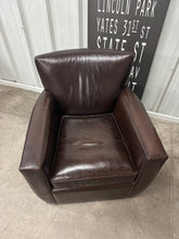 Crate & Barrel Streeter Leather Club Chairs (2) & Ottoman