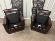 Crate & Barrel Streeter Leather Club Chairs (2) & Ottoman