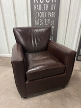 Crate & Barrel Streeter Leather Club Chairs (2) & Ottoman