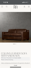 Restoration Hardware (RH) Collins Leather Sofa