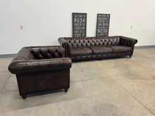 Bernhardt London Club Chesterfield Leather Sofa, Chair & Ottoman Set
